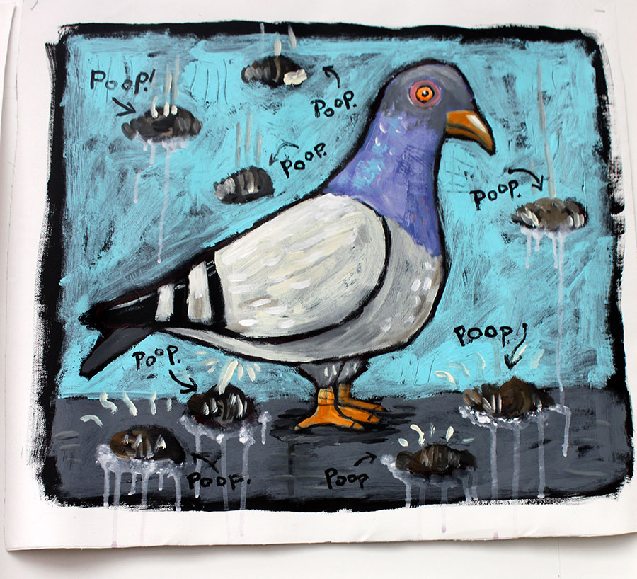 We ♥ Pigeon Poop" Art Exhibition. Charles Kaufman. Heidelberg, Germany