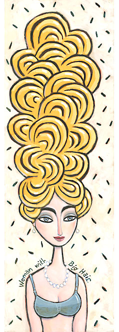 woman with big hair,charles kaufman,art,painting