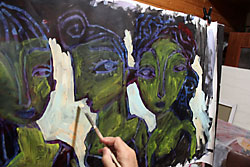 painting, art, black hair, black dresses, charles kaufman