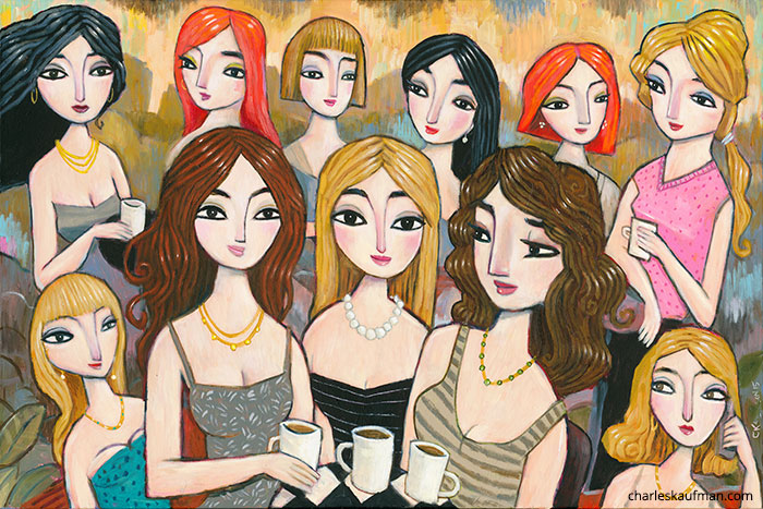 "Everyone Loves Coffee",Figurative Art and Paintings by Charles Kaufman