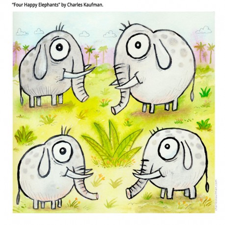 3D Graphic: "Four Happy Elephants"