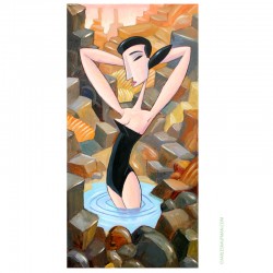 3D Grafik:  "Woman Bathing in a Mountain Pool"