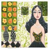Giclée Print on Canvas: "Woman with Long Black Hair"