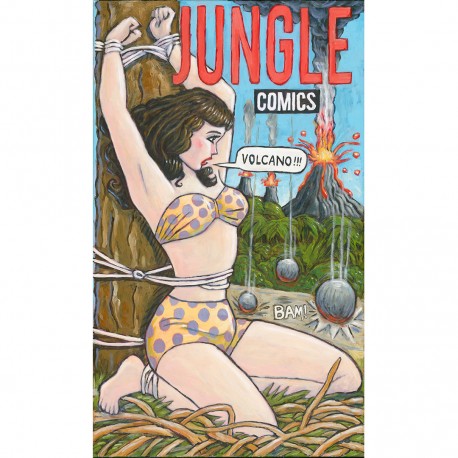 Giclée-Druck auf Leinwand: "Jungle Comics-Volcano"