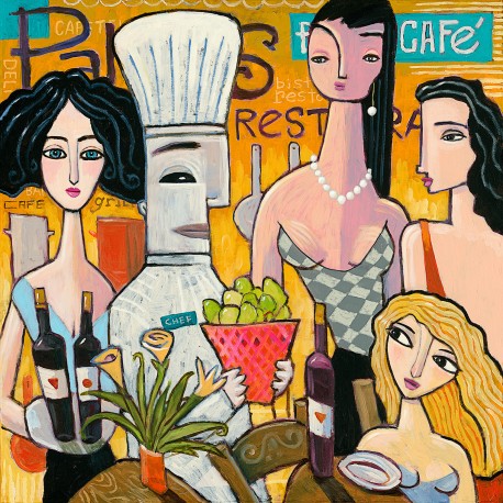 Giclée Print on Canvas: "In the Restaurant"