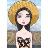 Giclée Print on Canvas: "Woman Wearing a Straw Hat"
