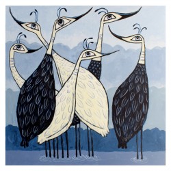 Giclée Print on Canvas: "Six Blue Birds"