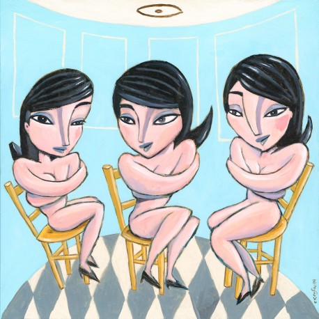 Giclée-Druck auf Leinwand: "Three Women Posing"