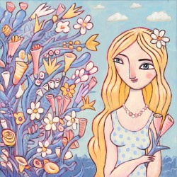 Giclée Print on Canvas: "Enjoying the Flowers"