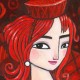 Giclée-Druck auf Leinwand: "Woman in Red"