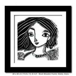 Linodruck: "Woman with Black Hair" mit Rahmen
