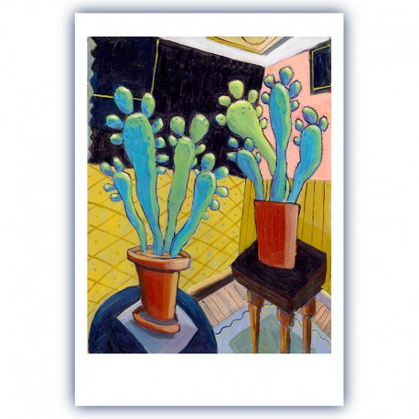 Giclée-Druck auf Leinwand  by Charles Kaufman: "Two Cactus in a Room".