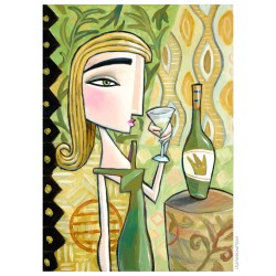 Giclée Print on Canvas: "Woman with White Wine"