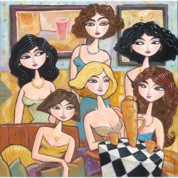 Giclée Print on Canvas:  "Six in a Room, Two for Coffee"
