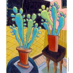Giclée-Druck auf Leinwand: "Two Cactus in a Room"
