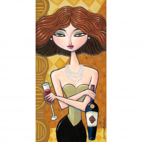 Giclée-Druck auf Leinwand: "Glass and a Bottle of Wine"