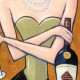 Giclée-Druck auf Leinwand: "Glass and a Bottle of Wine"