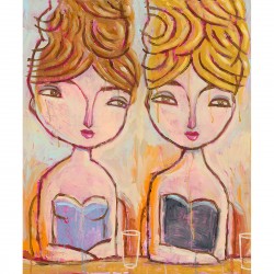 Giclée Print on Canvas: "Two Women in a Cafe"
