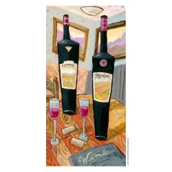 Giclée Print on Canvas: "Wine and Glasses on a Table"