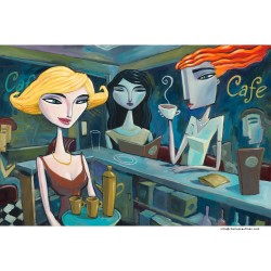 Giclée Print on Canvas: "An Evening in the Cafe"
