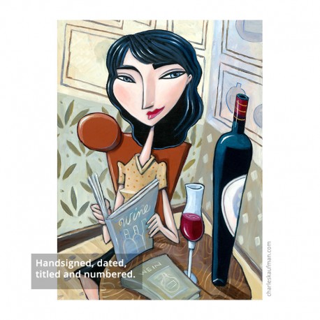 3D Graphic: "Woman Reading a Wine Book"