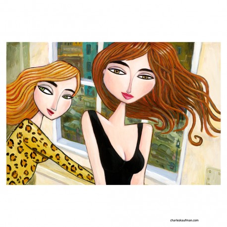 Giclée Print on Canvas: "Two Women in a Hotel"