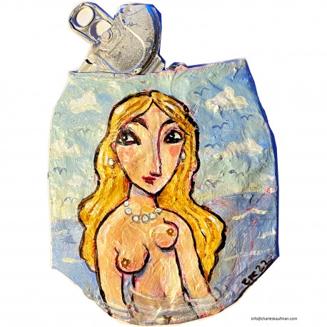 Crushed Can Art: "Woman in the Sea"