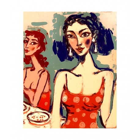 Giclée Print on Fine Art Paper by Charles Kaufman: "Woman in a Red Dress"