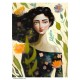 Giclée-Druck auf Leinwand:  "Woman with Black Hair and Flowers"