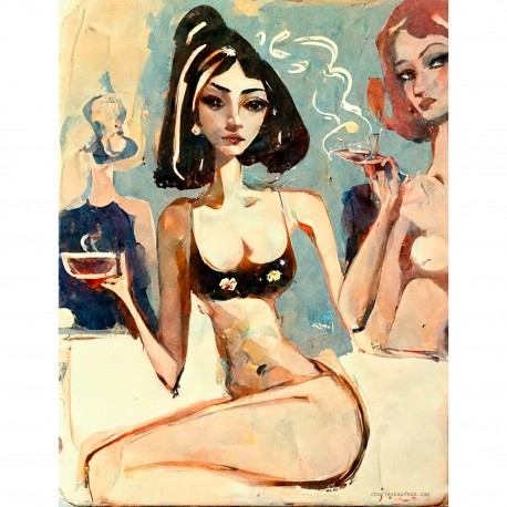 Giclée Print on Canvas: "Two Women in a Room"