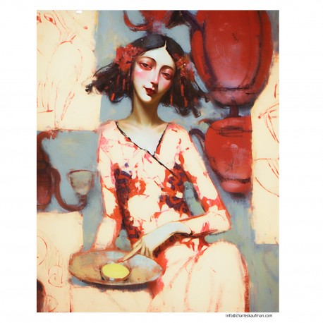 Giclée Print on Fine Art Paper by Charles Kaufman: "Woman Sitting at a Table".