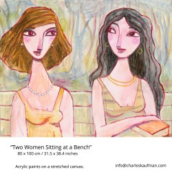 Giclée Print on Canvas: "Two Women Sitting on a Bench"