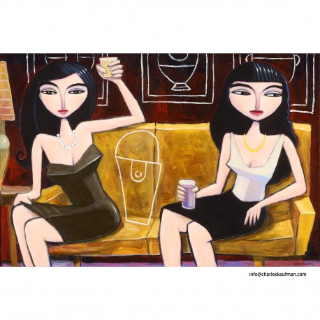 Giclée Print on Canvas: "Two Women Sitting on a Couch"