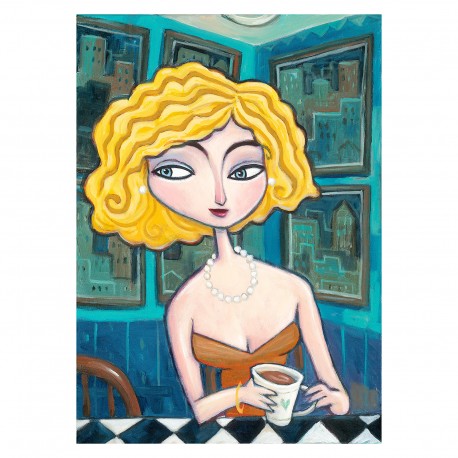 Giclée Print on Canvas: "Late Night Coffee"