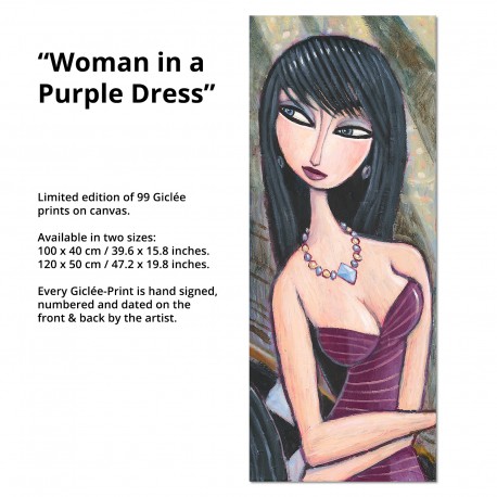 Giclée Print on Canvas: "Woman in a Purple Dress"