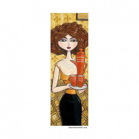 Giclée Print on Canvas: "Woman Serving Coffee"