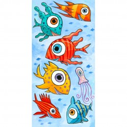 Giclée Print on Canvas: "Happy Fish in the Blue Sea"