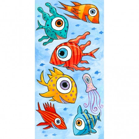 Giclée-Druck auf Leinwand: "Happy Fish in the Blue Sea"