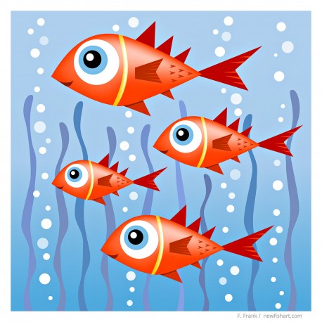 3D Grafik: "Four Happy Red Fish"