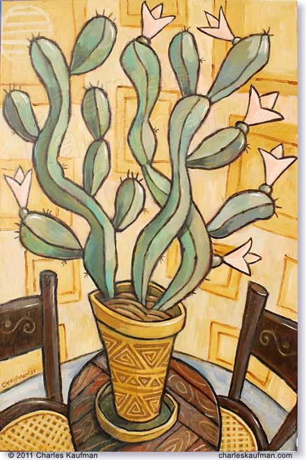charles kaufman, painting, art,Cactus on a Table
