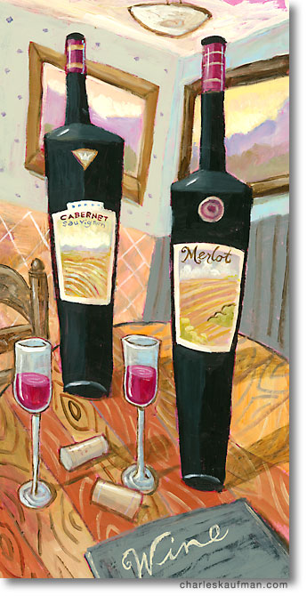 Charles Kaufman, Wine, Art,,bottle,glass