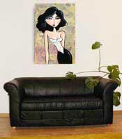 Charles Kaufman Original Art: Women Paintings - Woman with a Pearl Necklace