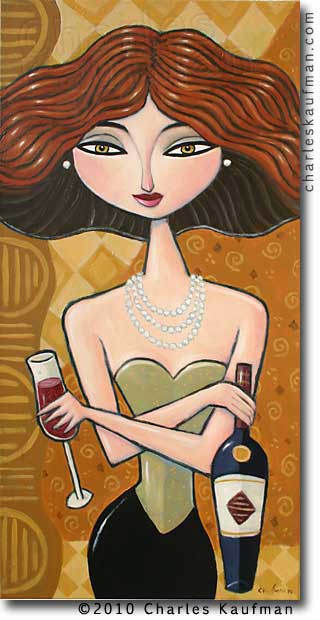 charles kaufman, painting, art,woman,figurative,wine