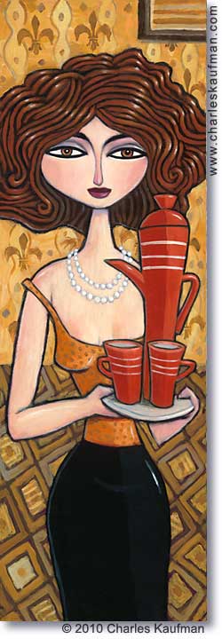 charles kaufman, painting, art,woman,figurative,coffee