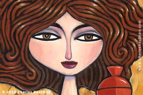 charles kaufman, painting, art,woman,figurative,coffee