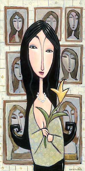 charles kaufman, painting, art,woman,figurative,charles kaufman, painting, art,woman,figurative,yellow,flower